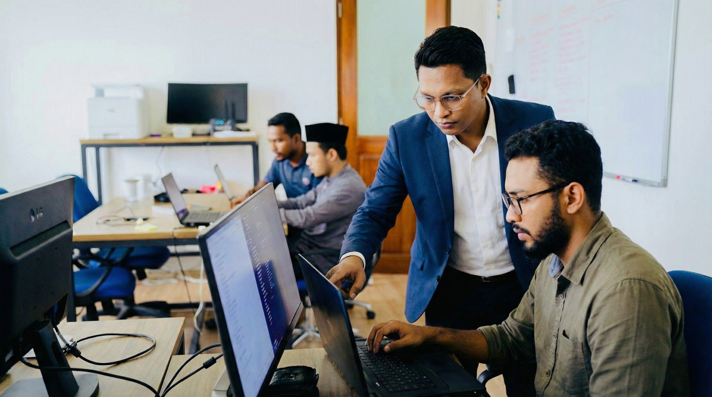 Corporate AI, productivity and digital skills training illustration